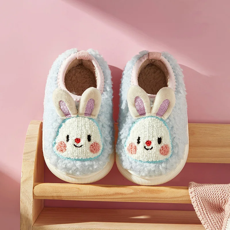 Cheerful Mario 2023 New Style Winter Children Warm Home Cotton Shoes Boys Girls Baby Cartoon Cute Plush Cotton Shoes