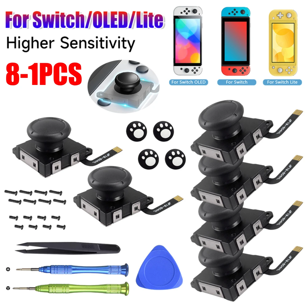 8-1 Uds Joystick de detección Hall Joycon reemplazo analógico Thumb Stick sin efecto de deriva Joystick para Swicth/OLED/Lite