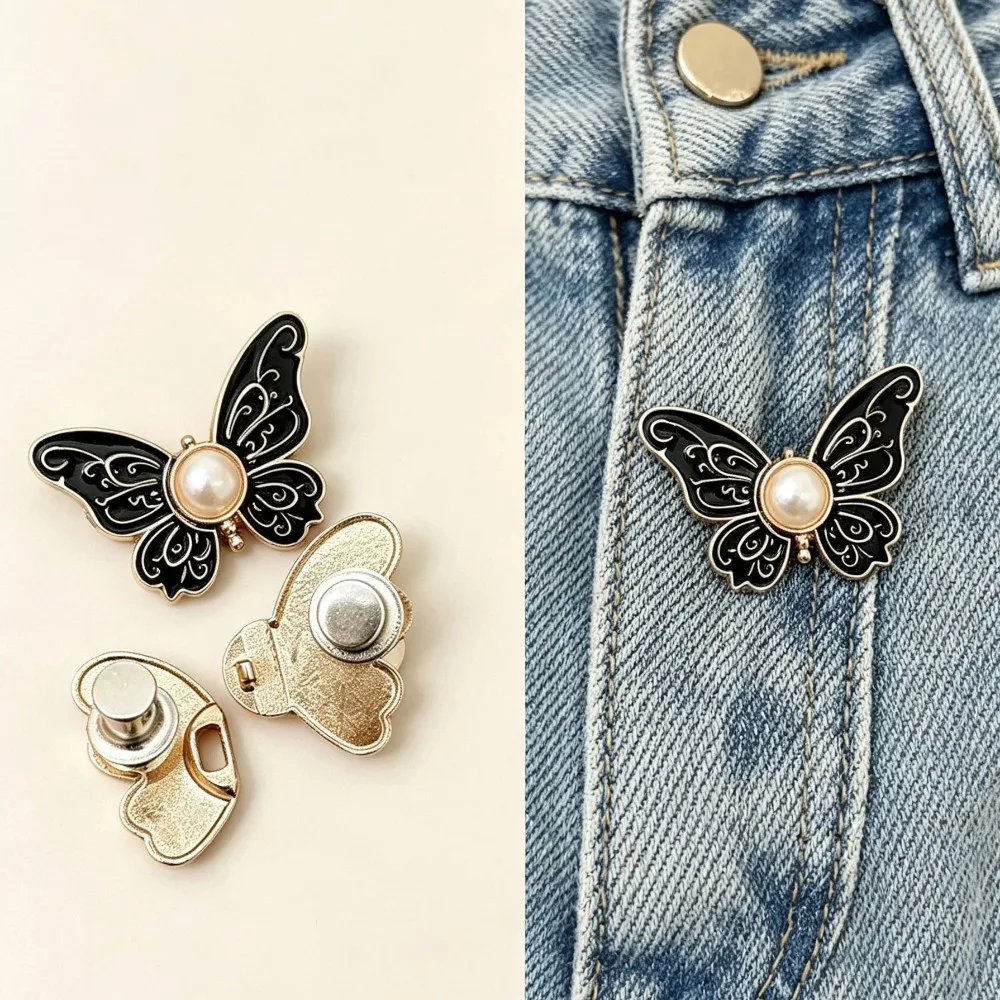 No‑Sew Adjustable Butterfly Waist Reducer Clip, Detachable Jeans Waistband Resizer Magic Clothing Altering Tool