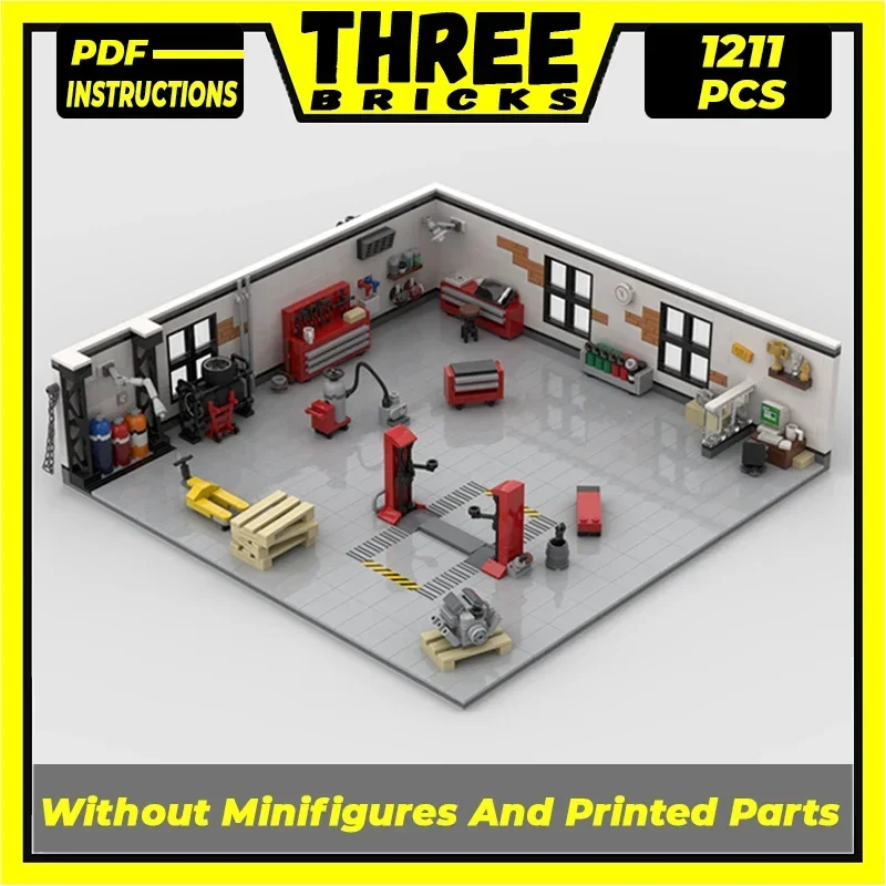 Straatbeeld Model Moc Bouwstenen Tuning Garage Met Accessoires Technologie Blokken Geschenken Kerstspeelgoed Diy Sets Assemblage