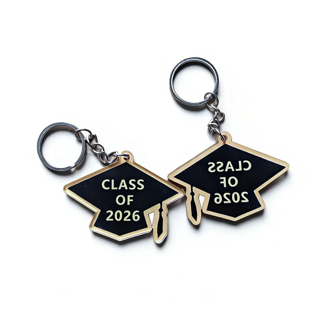 Graduation Season Theme Design Keychain Bachelor's Cap Keyring Pendant Acrylic Flat Decorative Personalized Accessories Gifts