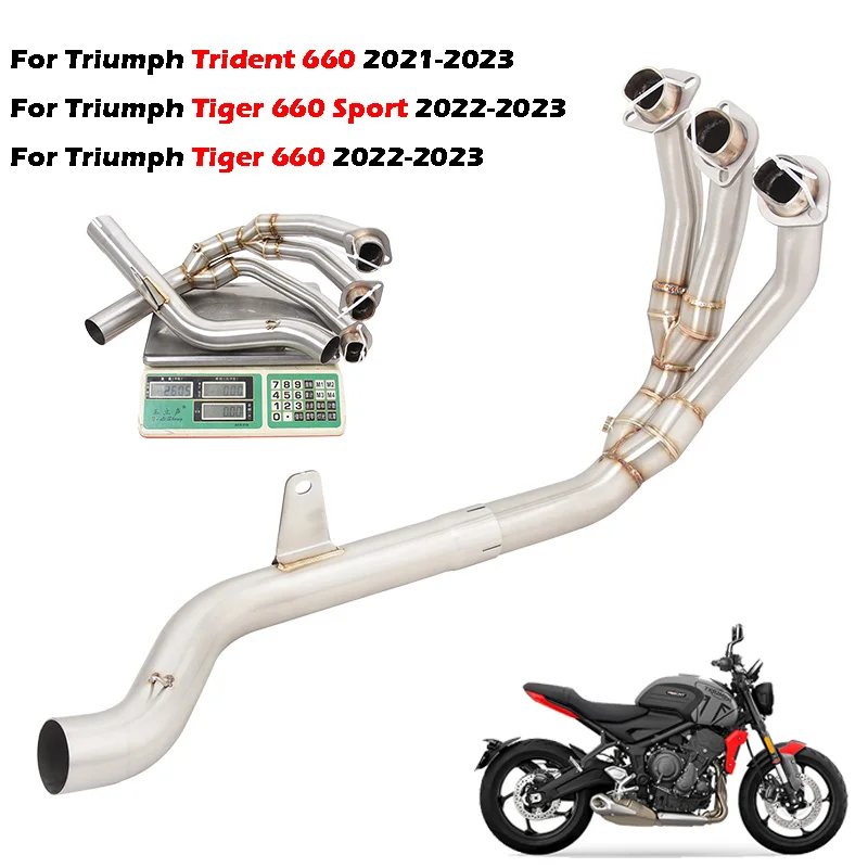 

Motorcycle Exhaust System Front Link Pipe Slip On 51mm Escape Racing For Triumph Trident 660 Tiger 660 Sport 2021-2023