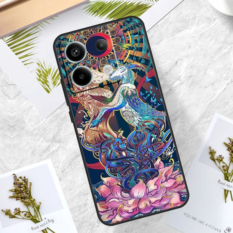 Chinese Zodiac Dragon Tiger Case For Xiaomi Redmi Note 13 11 8 9 10 12 Pro 12S 11S 10S 9S Redmi 13C 9C 10C 12C Funda