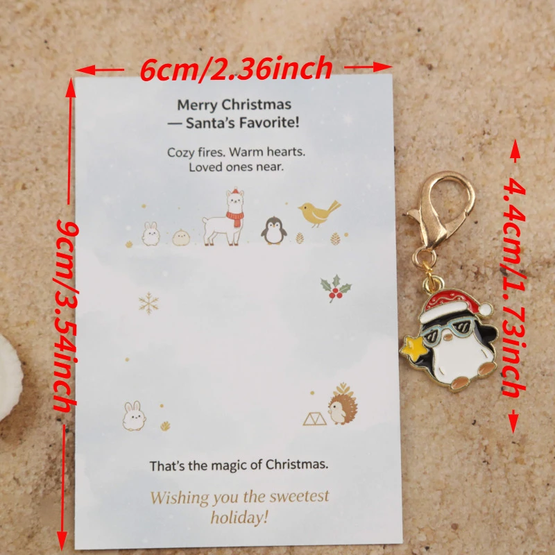 10/15pcs 2dA fun Christmas-themed penguin keychain set Includes a Christmas card as a bonus Fun Christmas party decorations and