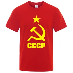 Mens T-Shirt 2023 Summer CCCP Russian T Shirts Men USSR Soviet Union Man Short Sleeve Tshirt Moscow Mens Tees Brand O Neck Tops