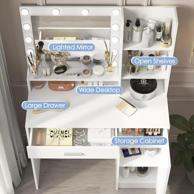 Amazon LED Lights Dresser Panel Furniture Cross-border Integrated Modern Makeup Table Simple Premium Dresser