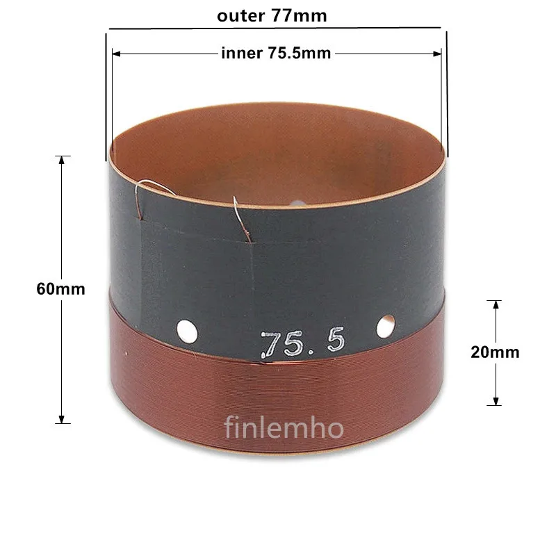 75.5 DJ Speaker Woofer Voice Coil 3 Inch Glass Fiber Home Theater Bass Repair Parts High Power With Copper Wire 8 Ohms 1PC