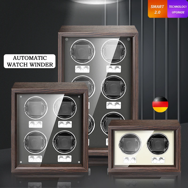 Automatic Watch Winder Luxury Wood Watch Safe Box Mabuchi Mute Motor with LED Interior Backlight Watches Storage Boxes Case