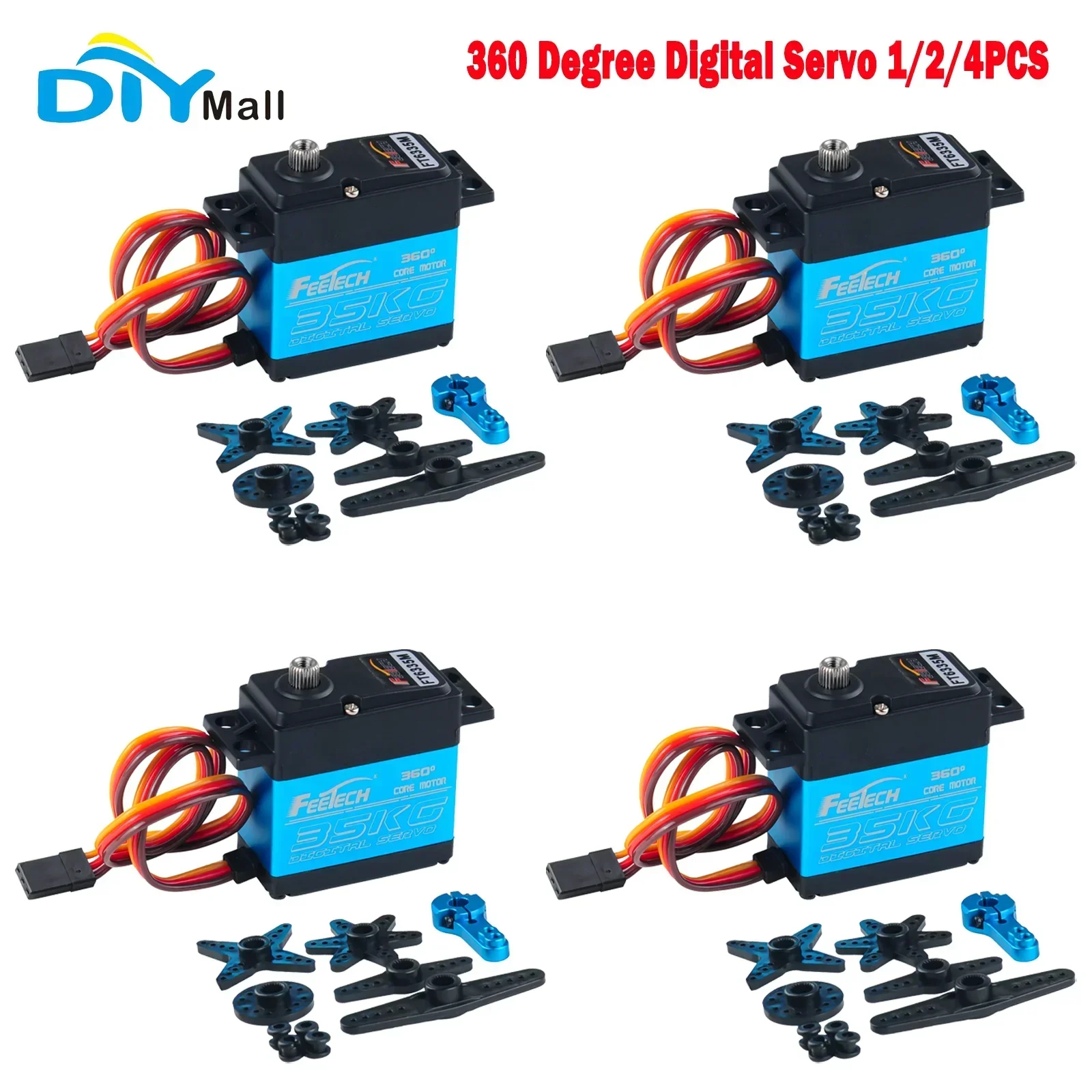 FT6335M 35KG High Torque Digital Servo Motor 360 Degree Continuous Rotation 7.4V Steel Gear for RC Robot