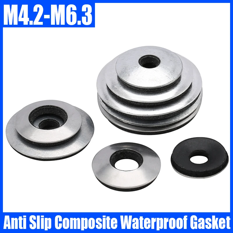 

M4.2 M4.8 M5.5 M6.3 304 Stainless Steel Composite Waterproof Gasket Anti-loose Anti Slip Washer Drill Tail Screw Roofing Washer