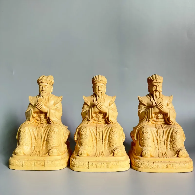 Finely Carved Three Imperial Taoist Deities Statue Set, Heavenly, Earthly, Water Officials, Auspicious Home Decor, Feng Shui