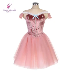 Hot Pink Velvet Bodice Ballet Tutu Dance Costumes Romantic Long Ballet Tutu Dance Cosutme 25063