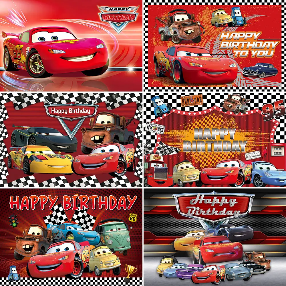 

Cars Theme Background Lightning Mcqueen Racing Movie Birthday Party Decoration Baby Shower Boys Children Gifts Photography Props