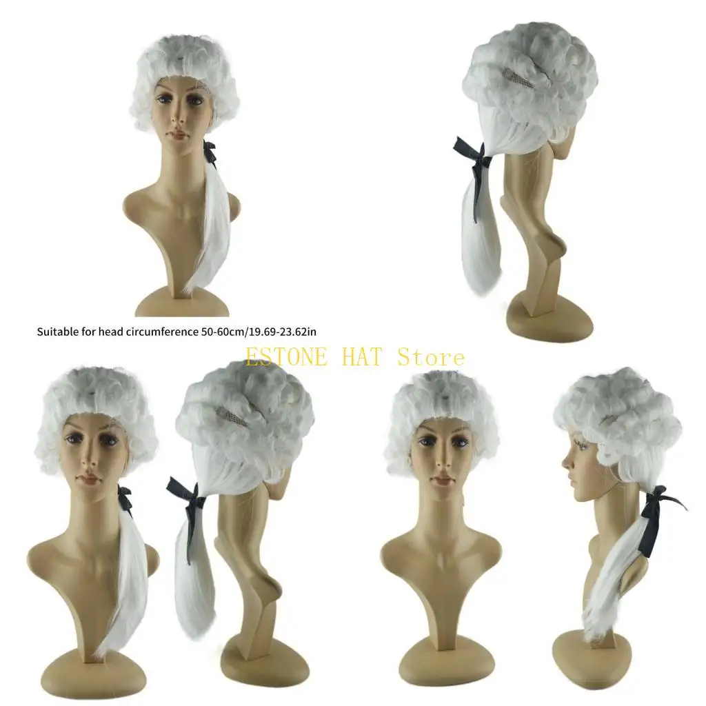 

49MF Adult Colonial White Historical Judge Lawyer Costume Halloween Wigs