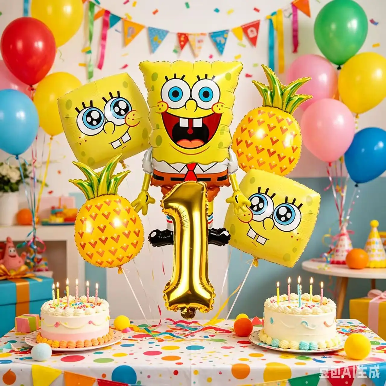 SpongeBob Schwammkopf Luftballons Party-Dekoration Zubehör für Cartoon-Themen Geburtstagsfeier Feiertagsfeier Familientreffen Kinder
