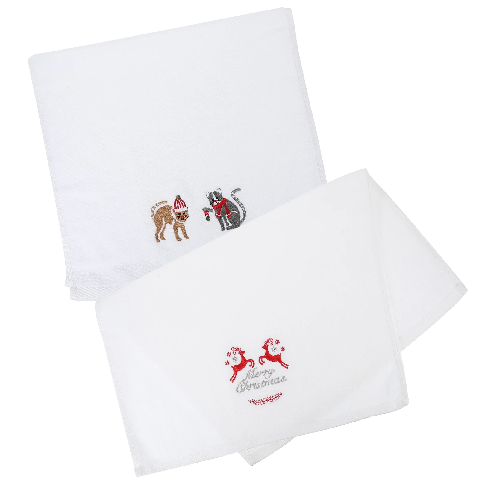 

2pcs Christmas Dish Towels Kitchen Washing Cloth Tea Cleaning Rag Xmas Home Supplies Water Absorbent Cotton Towels For Dishes
