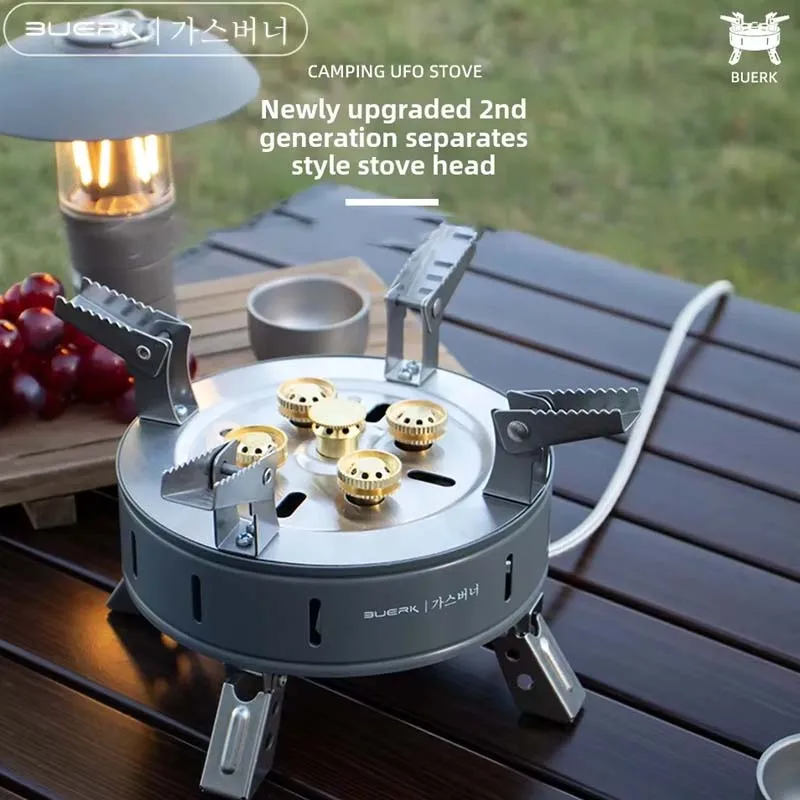 BUERK 5 الأساسية موقد غاز التخييم ارتفاع ضغط البروبان البيوتان موقد غاز في الهواء الطلق المحمولة موقد الطوارئ مع إشعال بيزو جديد