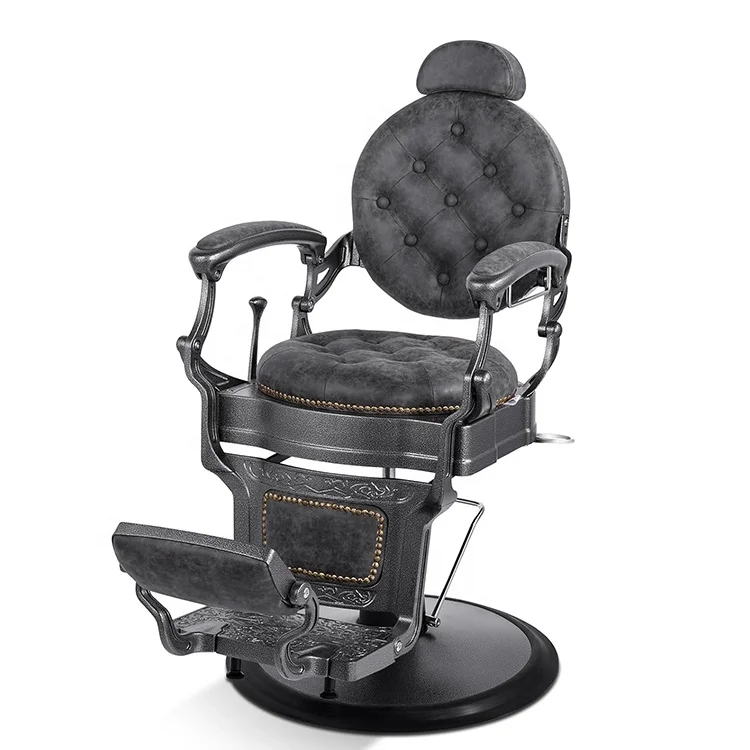Hot Sale Hydraulic Commercial Furniture Mobile Gray Custom Retro Swivel Salon Furniture Barber Chair For Barber Shops Sale