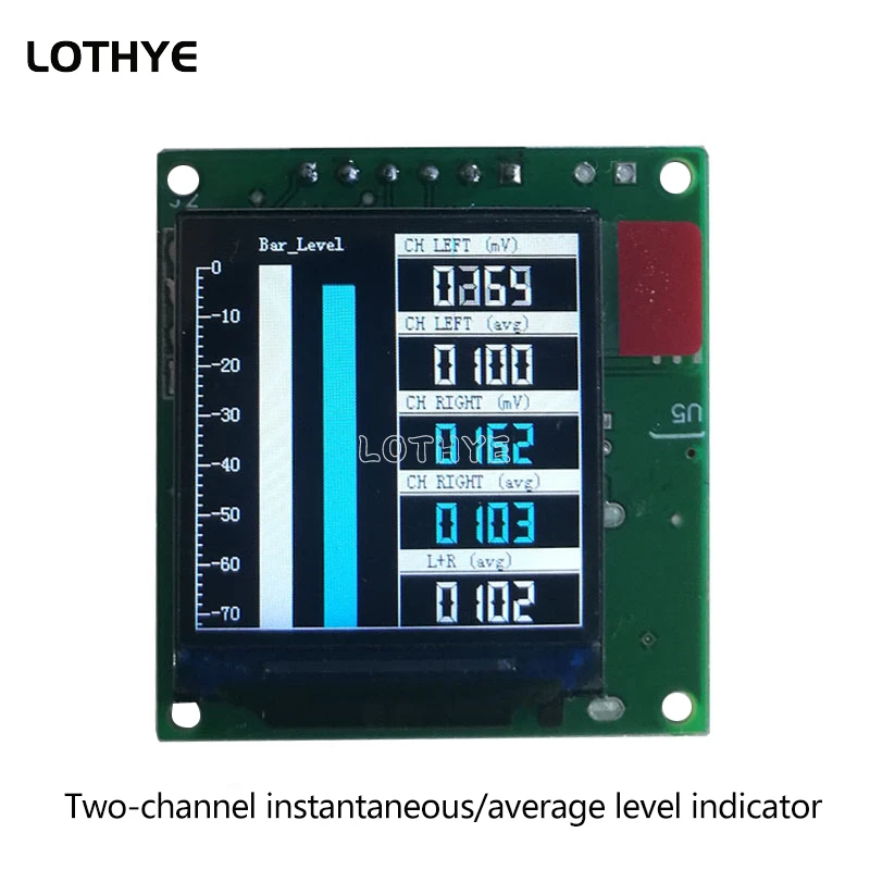 Colorful Mini 1.3 Inch LCD 2 Channel Audio Music Spectrum Rhythm Dynamic Balanced Output Screen VU Meter Level Indicator DC 5V