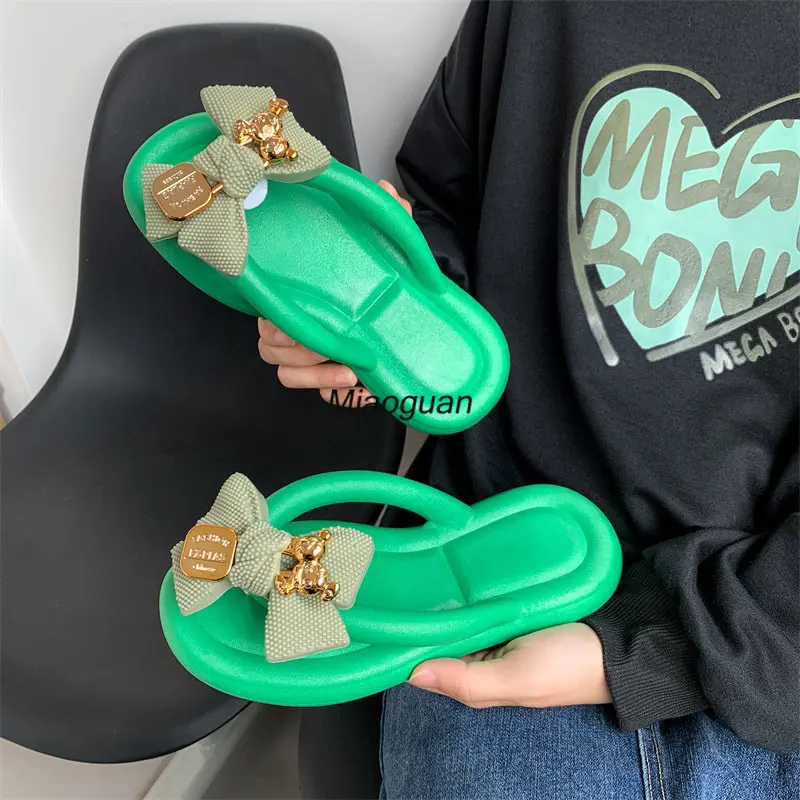 2023 New Fashion Bowknot Women\'s Slippers Summer Women Slippers Indoor Outdoor Flip Flops Beach Shoe Home Non-slip EVA Slippers