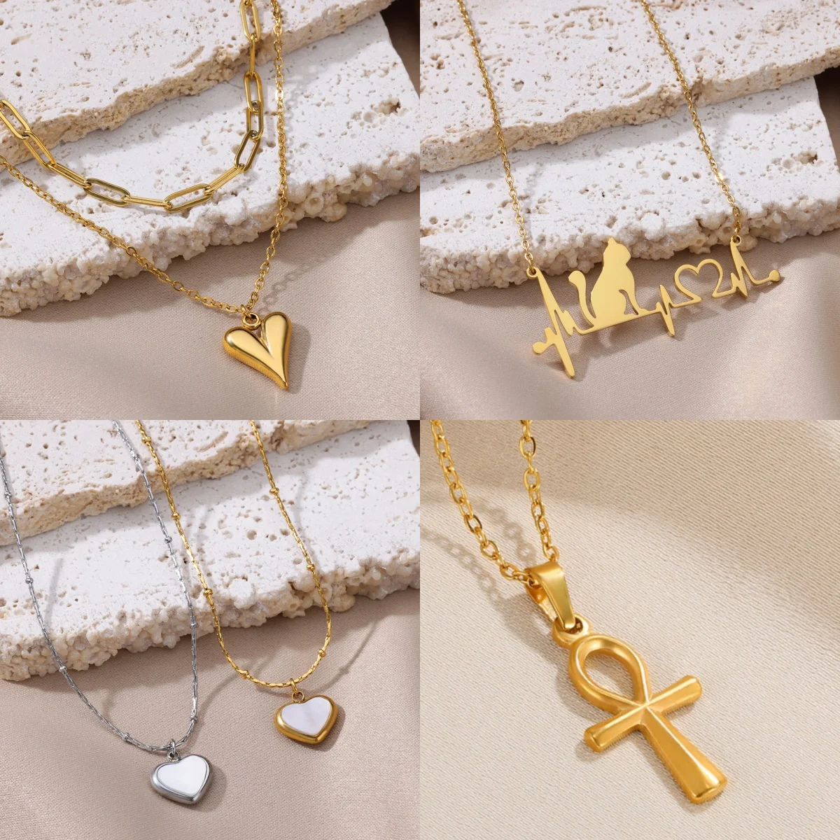 Stilvolle Edelstahl Herz Layered Anhänger Halskette für Frauen Bohemian Minimalist Party Schmuck Geschenk Halsketten Kostenloser Versand