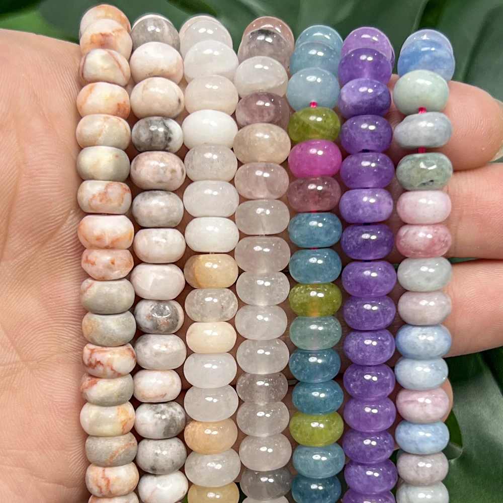 Natural Stone Beads 8x5mm Morganite India Agate Rondelle Shape Spacer Loose Beads for Jewelry Making DIY Bracelet Necklace 15''