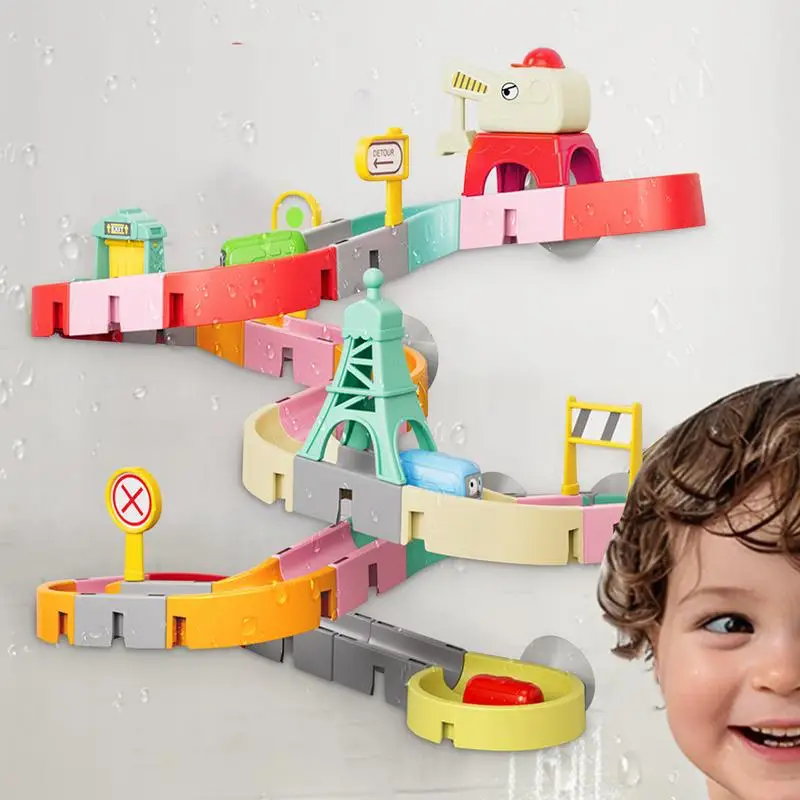 Scivolo giocattolo per vasca da bagno per bambini Ventose per vasca da bagno per bambini Giocattoli da bagno scivolosi interattivi per bambini dai 4 ai 8 anni