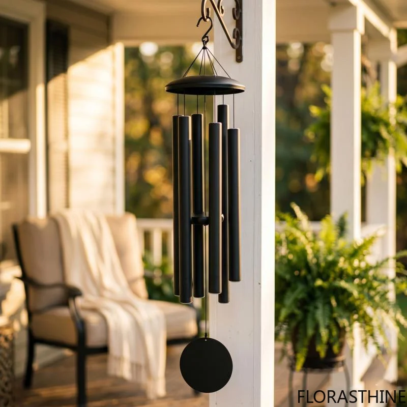 45 Inch Metal Wind Chime Red Iron Cap Floral Outdoor Garden Hanging Elegant Decor Gift for Couples and Home Lovers Birthday