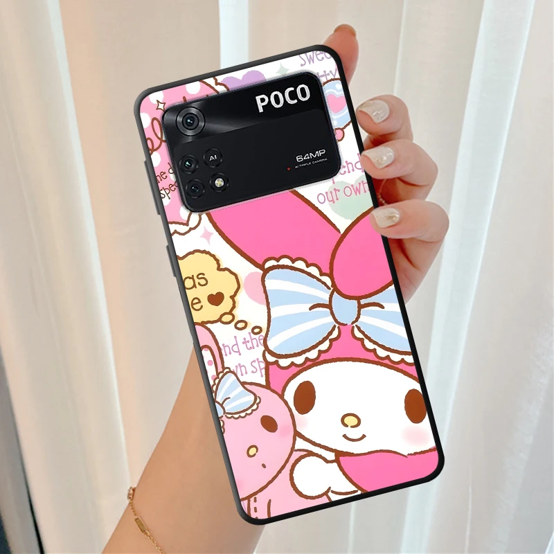 حافظة لهاتف Xiaomi Poco C75 X4 Pro M3 M4 Pro X3 NFC X7 C71 C51 C61 M5s M7 C40 C50 برسوم كارتونية ثلاثية ميلودي Jade Guigou باللون الأسود