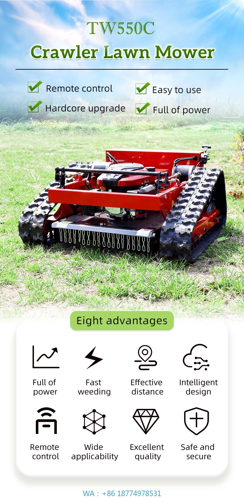 obot 51cm New Design 224cc Lawn Mower for Grass CuttingHRM510 Remote Controlled Lawn Mower R
