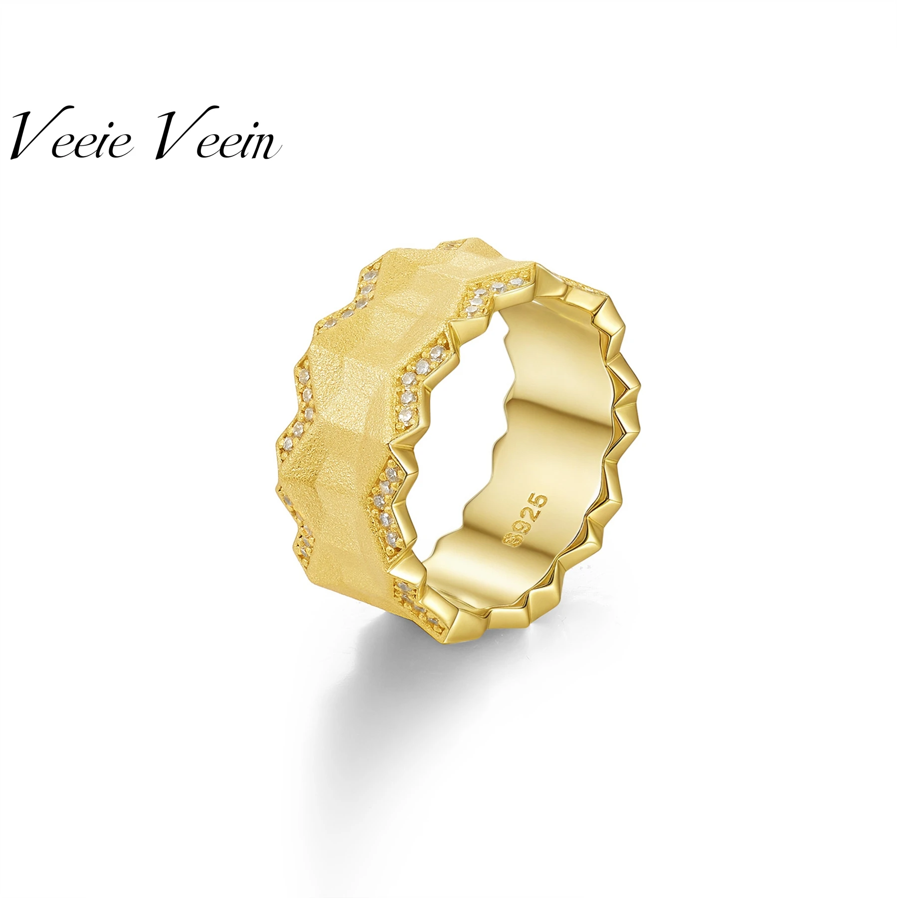 

Veeie Veein Элитный бренд Ретро пескоструйное и матовое кольцо из стерлингового серебра S925 для мужчин кольцо с муассанитом ювелирные изделия