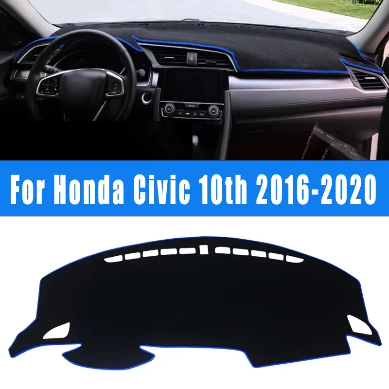

Car Dashboard Mat Sun Shade Instrument Desk Non-slip Dash Covers Accessories For Honda Civic 10th 2016-2020 2017 2018 2019