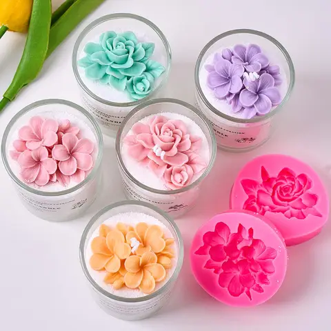 3D Gardenia Plumeria Fiore Stampo per candele in silicone Sapone fatto a mano fai da te Stampi in resina di gesso Torta al cioccolato Strumento di cottura Regali di nozze