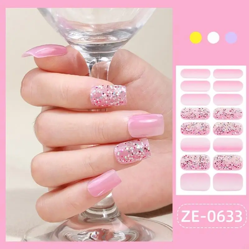 Q1FB Unghie scintillanti Strisce smalto Adesivo per unghie artistiche Adesivi per manicure Adesivo per smalto per unghie per