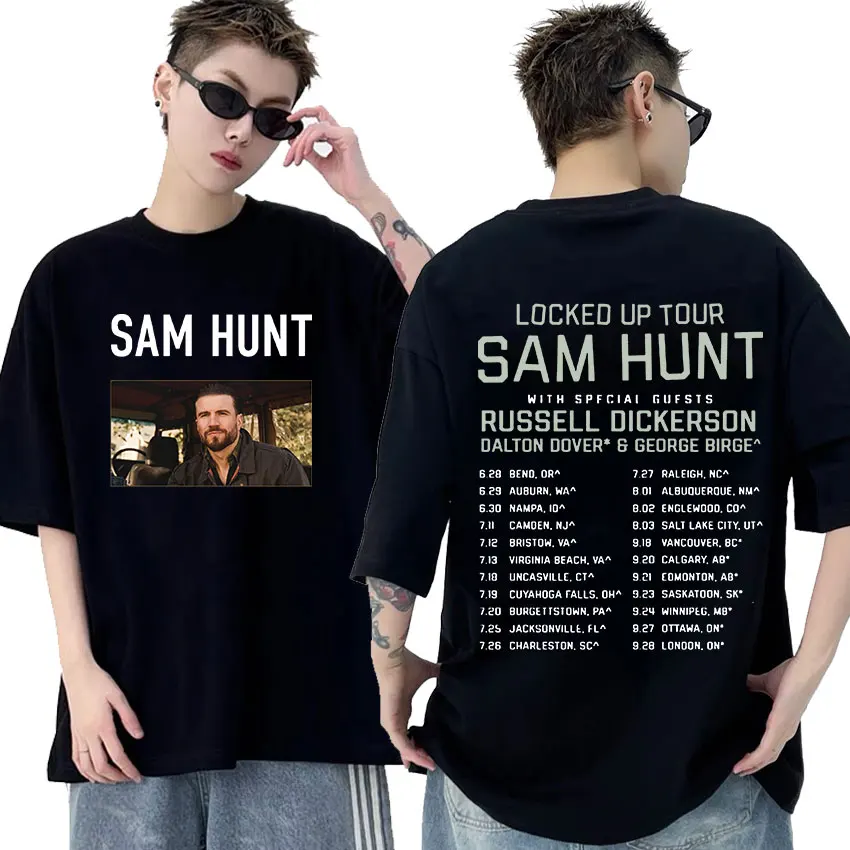 

Sam Hunt Country Music Tour 2024 Graphic T Shirts Men's Hip Hop Vintage Fashion T-shirt Casual Oversized Cotton Tees Streetwear