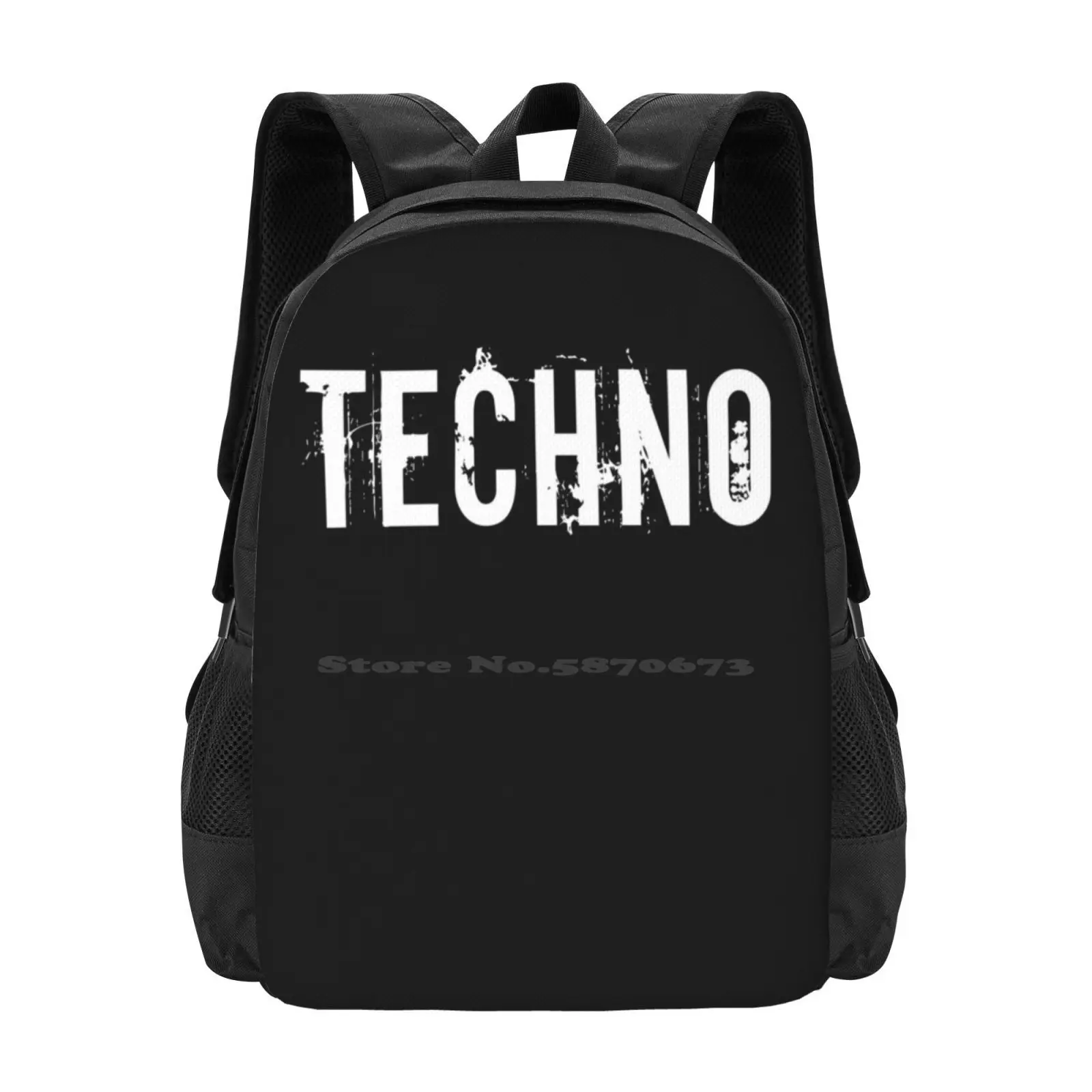 Techno Lettering Cool Saying Dance Hot Sale Schoolbag Backpack Fashion Bags Celebrate Birthday Techno Music Record Turntable