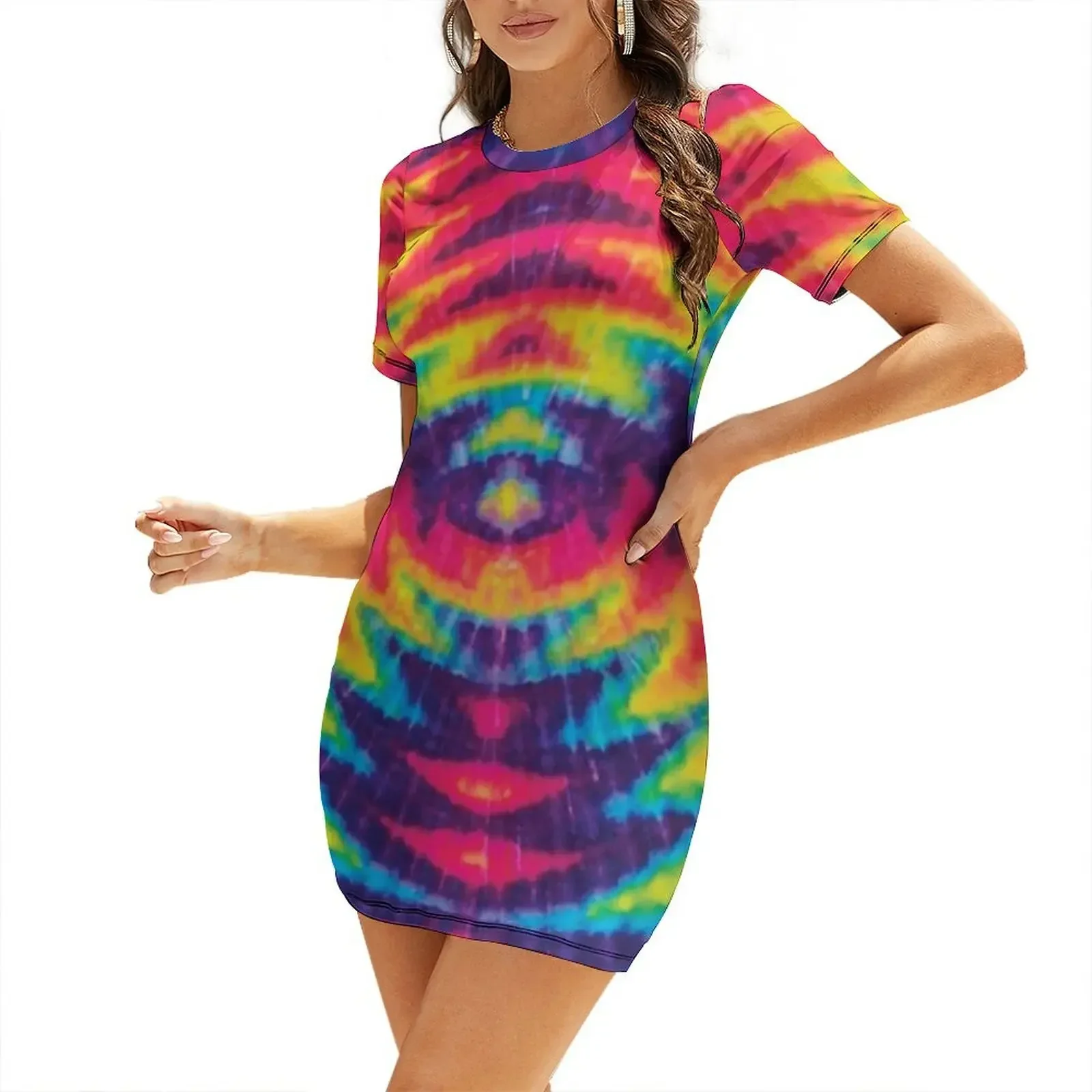 

Wig Wag Rainbow Tie Dye Short-Sleeved Dress women's clothing korea stylish dress summer 2026 women dresses women summer 2026