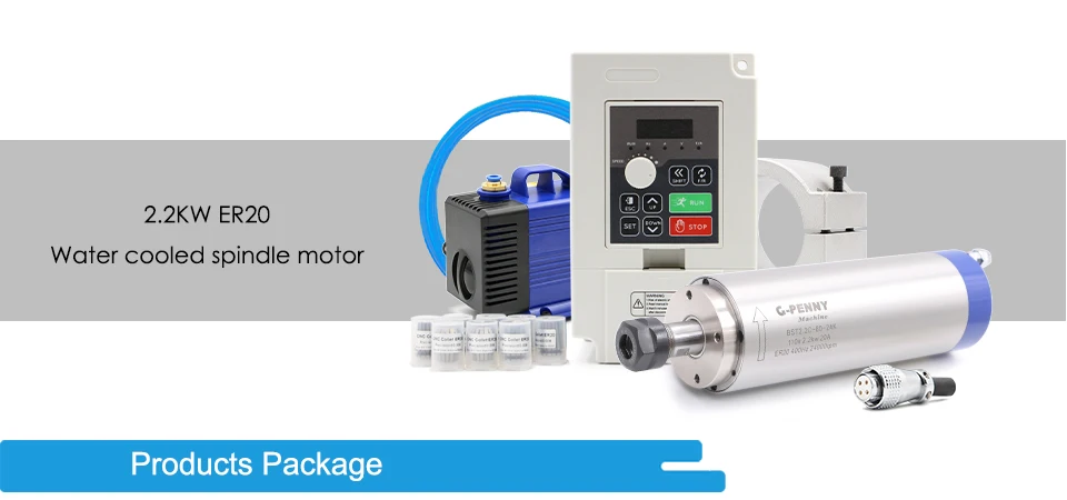 G-Penny CNC-Set 2,2kW Wassergekühlter Spindelmotor 110V/220V 80mm 4 Stück Lager & 2,2kW VFD & 80mm Halterung & 75W Pumpe für Fräsmaschine – Detail 1