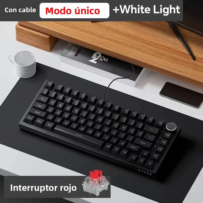 Teclado Mecánico Inalámbrico AJAZZ AK820/Pro, Bluetooth 5.1, 2.4G, USB-C, Cableado, Intercambiable en Caliente, RGB, para Juegos, con Montaje Gasket