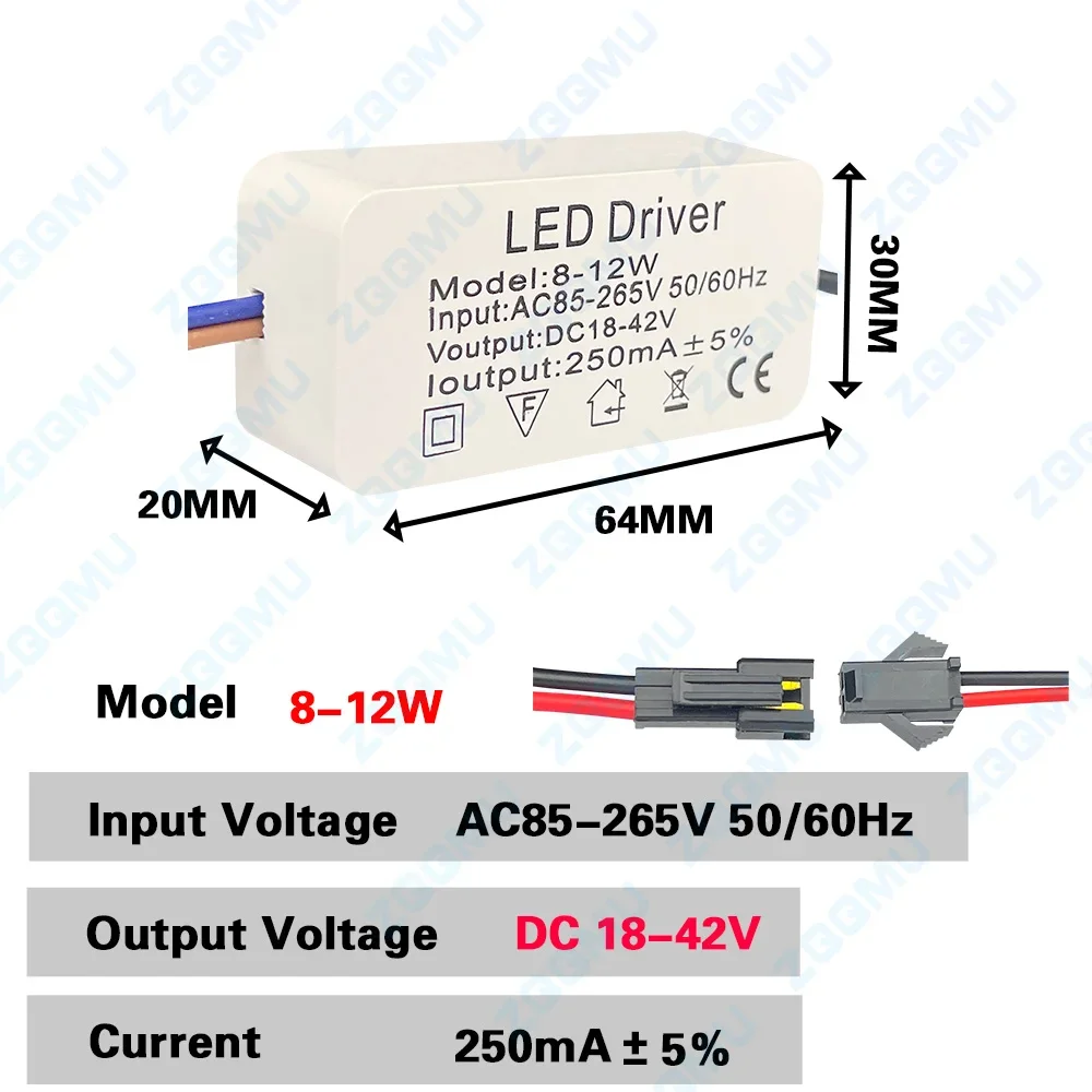 Sterownik LED prąd stały szerokie napięcie DC85-265V 1-3W 4-7W 8-12W 18-24W zasilacz dla majsterkowiczów LED Downlight lampa sufitowa