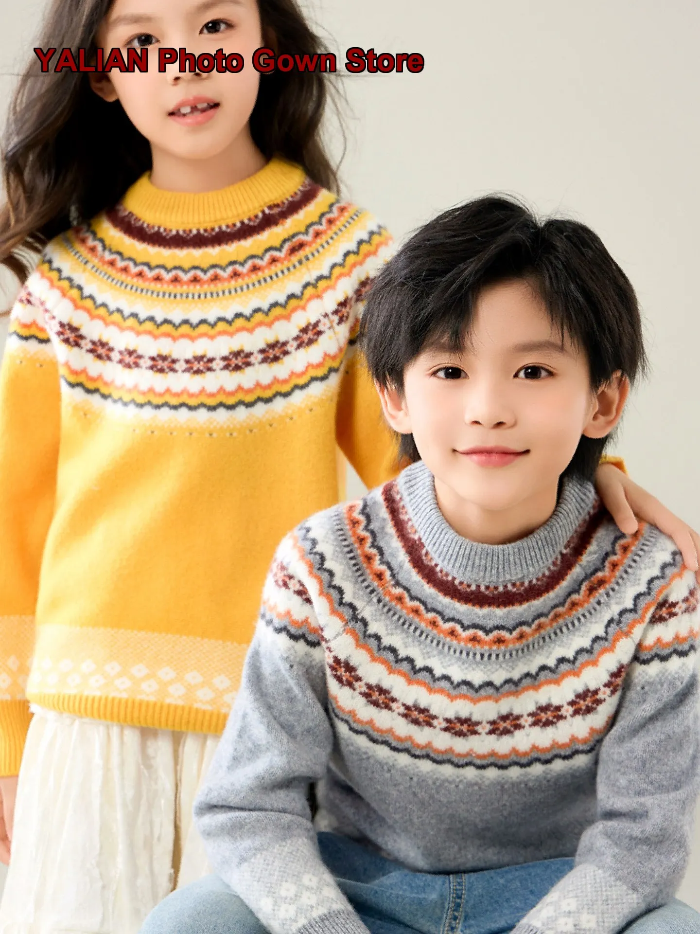 Girls Pullover Sweater Kids Autumn Winter Knit Top Round Neck Solid Color Thickened Warm Base Layer Top