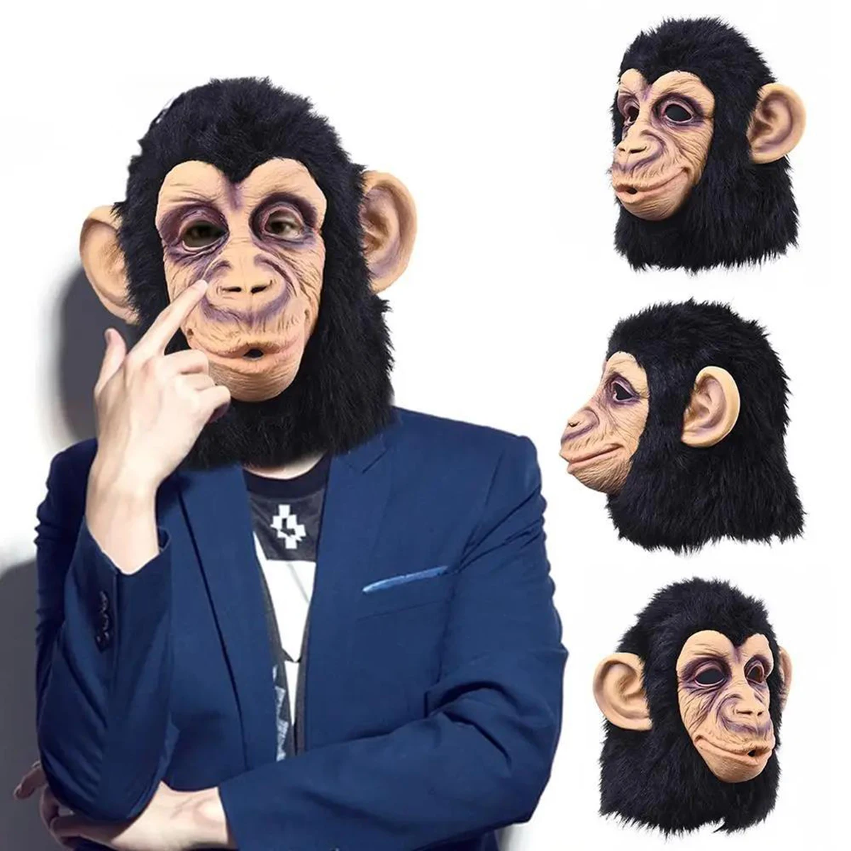 New Gorilla Monkey Halloween Masks Adult Full Face Funny Mask Latex Halloween Party Cosplay Costume Masquerade Realistic Masks