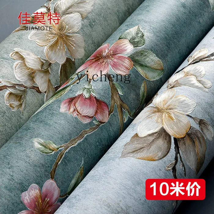 

ZK Self-Adhesive Wallpaper Non-Woven American Country Style 3D Stereo Bedroom Living Room Background Wall Wallpaper