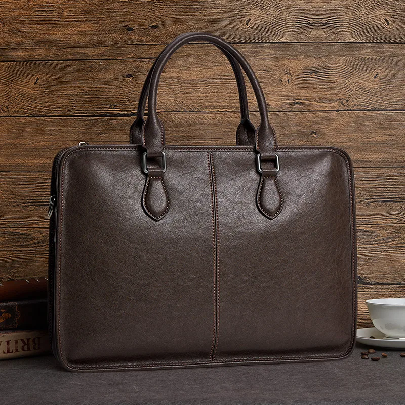 Valigetta da uomo in pelle, borsa per laptop di grande capacità, borsa a tracolla multifunzionale per viaggi d'affari e pendolari