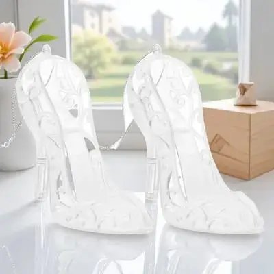 

2Pcs Transparent Acrylic High Heel Christmas Ornaments Mini Shoe Decoration Clear Holiday Party Hanging Decoration Festive Tree