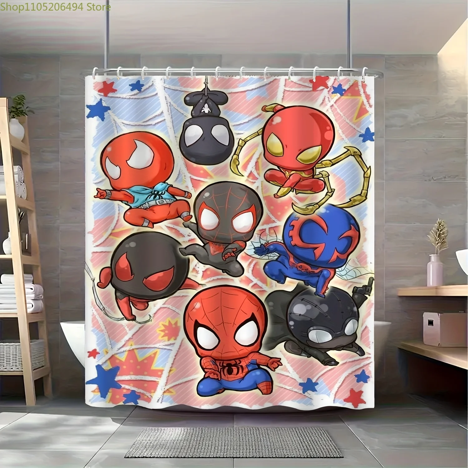 

Занавеска для душа с узором в стиле Marvel, идеально подходит для обеспечения приватности, праздничного декора ванной комнаты, в качестве домашней разделительной шторки, оснащена крючками.