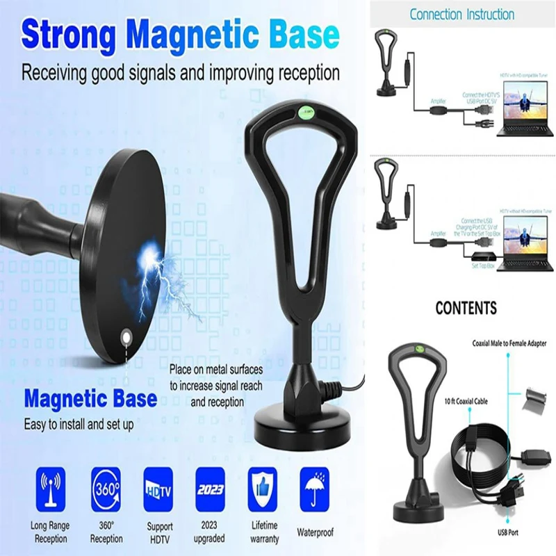 AMPLIFICADOR DE antena aérea Universal Hdtv, recepción de señal de baja latencia de alta ganancia para mejorar la Tv Digital interior, mano de obra fina
