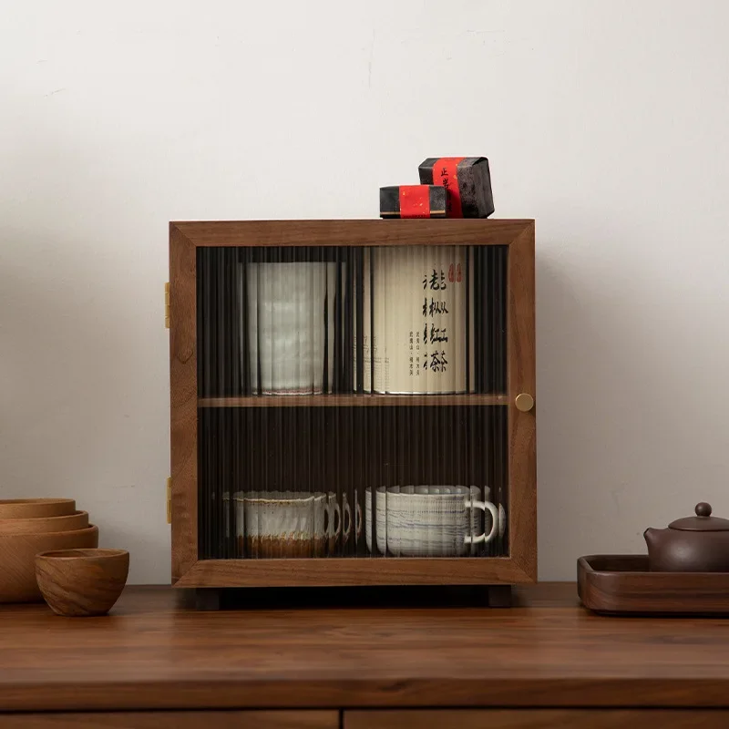 الجوز الأسود، كوب، منضدية، صندوق تخزين، كوب ماء، طقم شاي، مقاوم للغبار، رف. #2