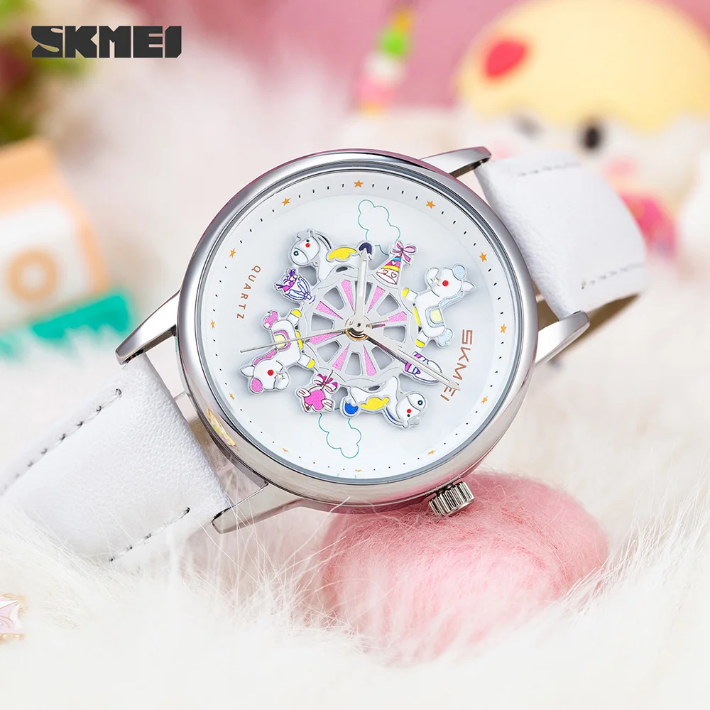 

SKMEI Cute Cartoon Cat Waterproof Watch 360° Turn Dial Quartz Movement Watches For Women Fashion Ladies Wristwatches Reloj Mujer