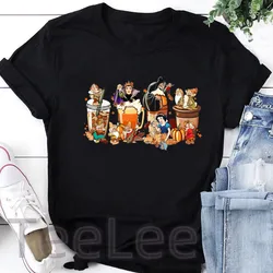 Graphic Snow White T-shirt Cartoon Halloween Coffee Tshirt Summer Princess T Shirt Casual Tee Shirts Women Fashion Tops Female